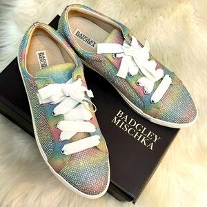 Badgley Mischka Gemstone Crystal Accent Multi Color Jubilee Sneakers Sz 9.5